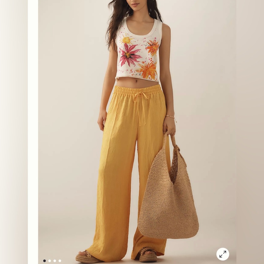 NWT Anthropologie By Anthropologie Textured Satin Pull-On Pants size XS